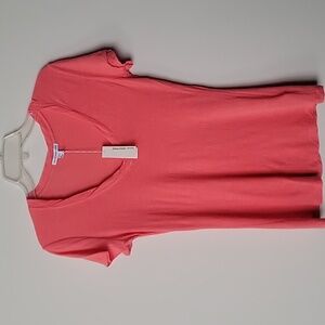 NWT James Perse 1 S Sheer Slub Casual V Neck Tee Shirt Top Coral Short Sleeve